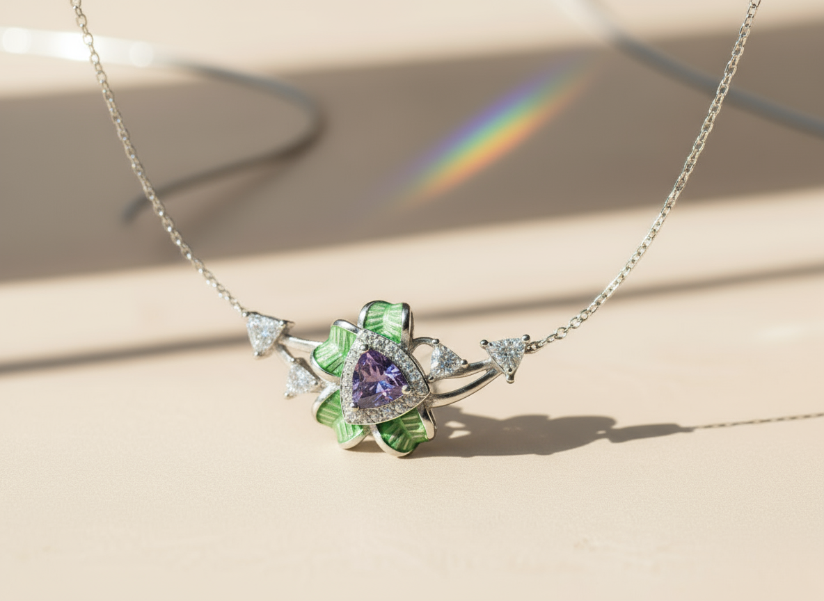 Колье "Мерседес" с аметистом и бриллиантами